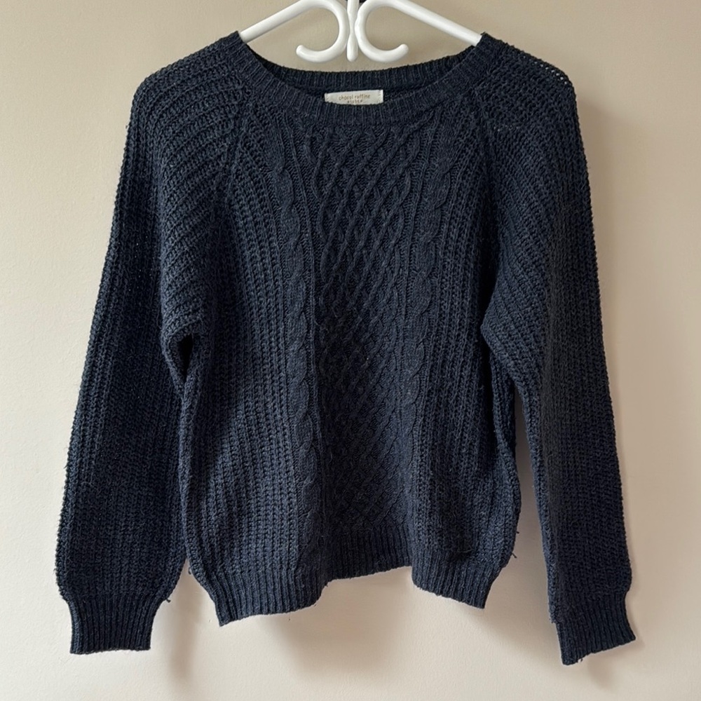 Navy Blue Cable Knit Sweater